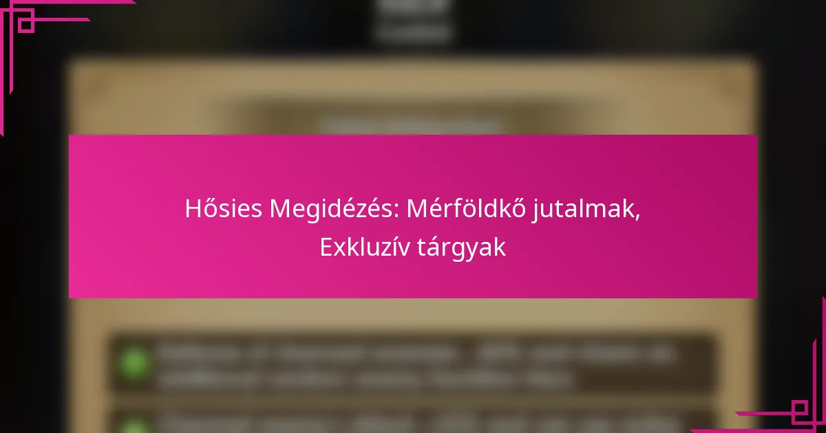 Hősies Megidézés: Mérföldkő jutalmak, Exkluzív tárgyak