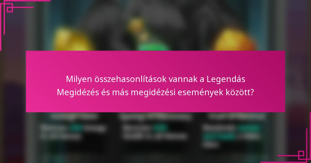 Milyen összehasonlítások vannak a Legendás Megidézés és más megidézési események között?